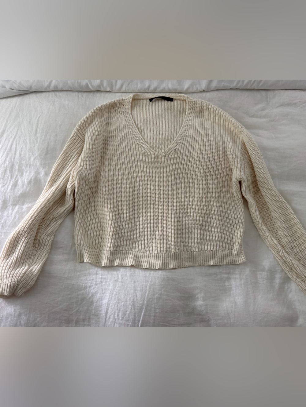 Jenni Kayne Cropped Cabin Sweater size S Cream LIKE NEW